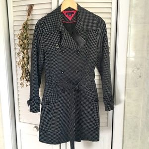 {Tommy Hilfiger} Black & White Polka Dot Trench M